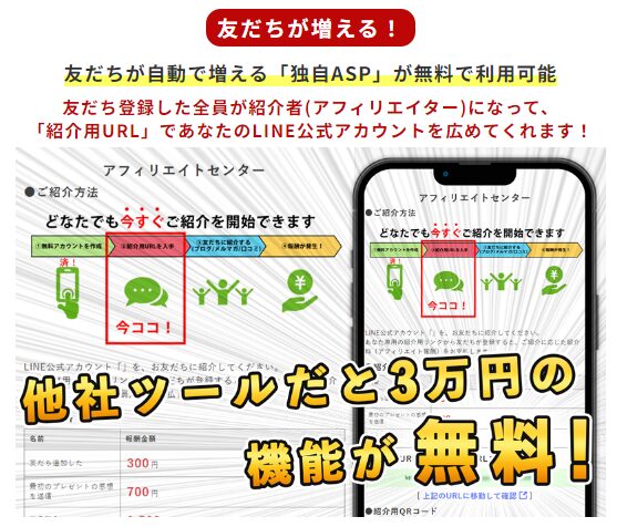 プロラインの友だちが増える！独自ASP機能